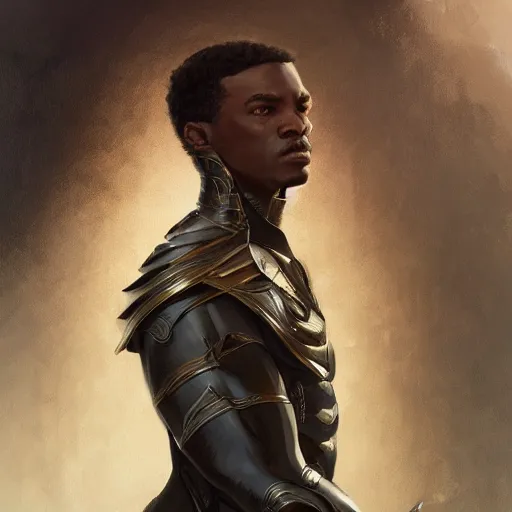 Prompt: portrait of slave knight josiah, elegant, intricate, headshot, highly detailed, digital painting, artstation, concept art, sharp focus, illustration, art by artgerm and greg rutkowski and alphonse mucha