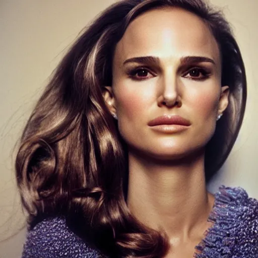 Image similar to Natalie Portman, head and shoulders portrait, extremely detailed masterpiece, one single continues line.