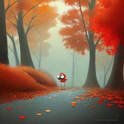 Image similar to goro fujita ilustration a beautiful autumn forest while it is raining heavily., painting by goro fujita, sharp focus, highly detailed, artstation