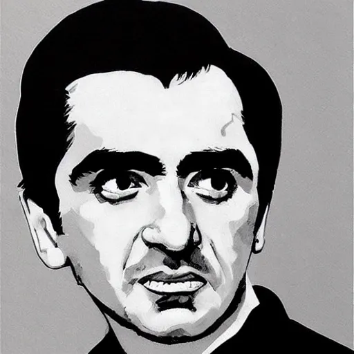Image similar to “portrait of Martin Scorsese, by Robert McGinnis”