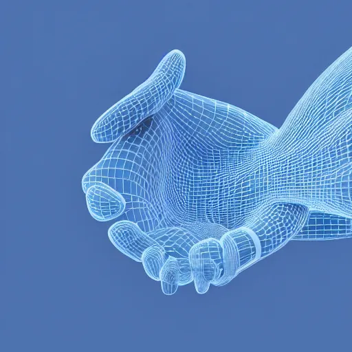 Image similar to a fractal human hand, 3d render