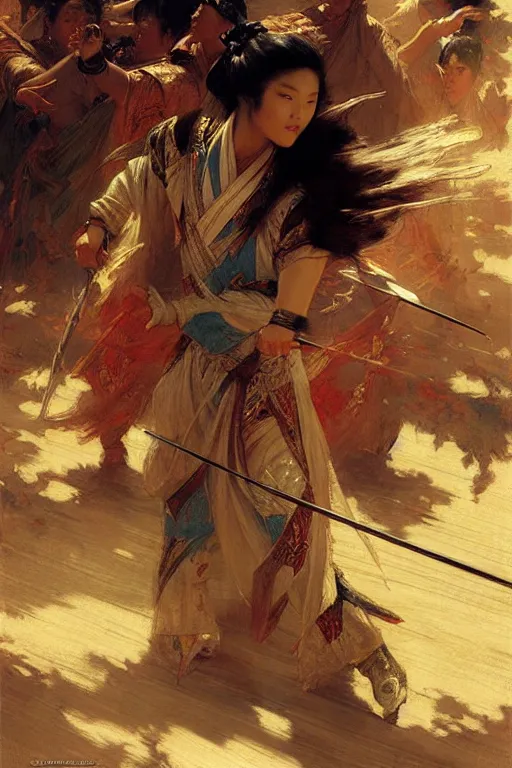 Image similar to wuxia, painting by gaston bussiere, craig mullins, j. c. leyendecker