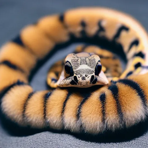 Image similar to photo of a fluffy ball python with fur