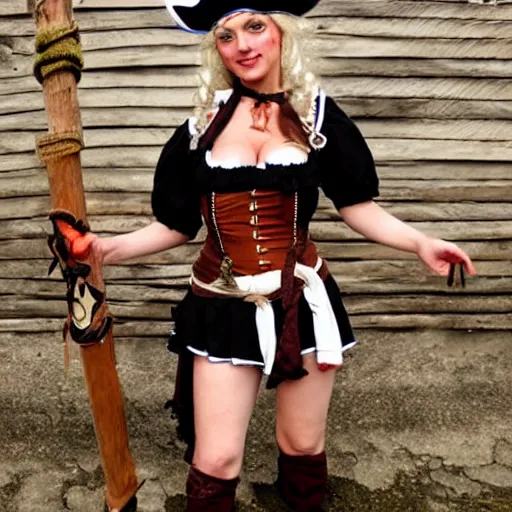 Image similar to a buxom pirate wench, halloween, cosplay