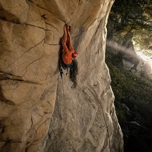 Prompt: adam ondra as gandalf, adam ondra face on gandalf, epic lighting