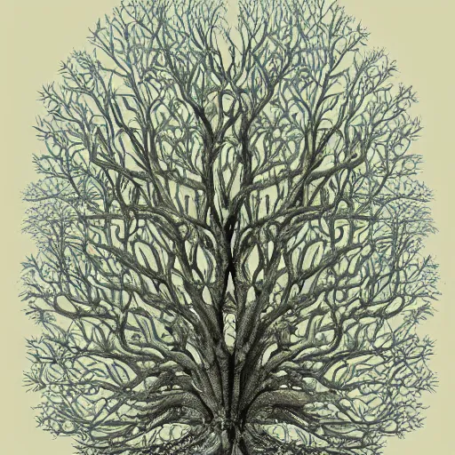 Prompt: a drawing of a tree made out of corals, a digital painting by earnst haeckel, featured on zbrush central, generative art, biomorphic, intricate, zbrush