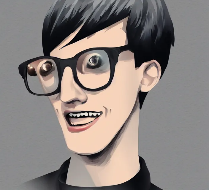 Prompt: a digital drawing of young neil cicierega in a emo / scene style, trending on pixiv,