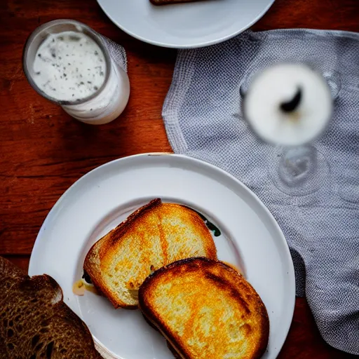 Prompt: beautiful plate of delicious buttery grilled cheese, food photography, 50mm f1.8