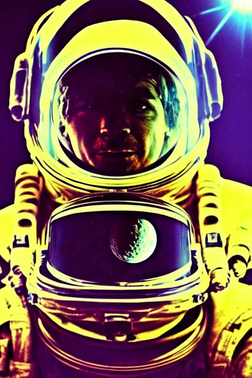 Image similar to extremely detailed portrait of space astronaut, wearing gloves, holds iphone, iphone visible, iphone in hand, reflection of the moon in visor, alien looking over shoulder from behind, extreme close shot, dramatic backlight, award winning photo by david lachapelle