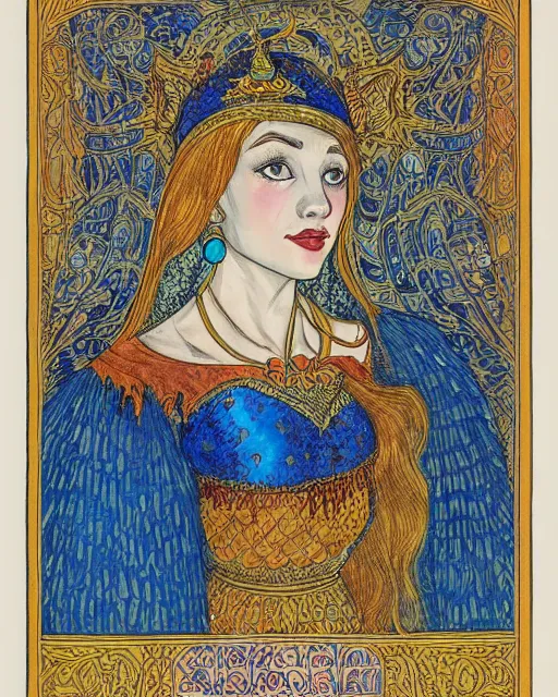 Prompt: a lithograph of tzarina katarin bokha, the ice queen of kislev by ivan bilibin, highly detailed