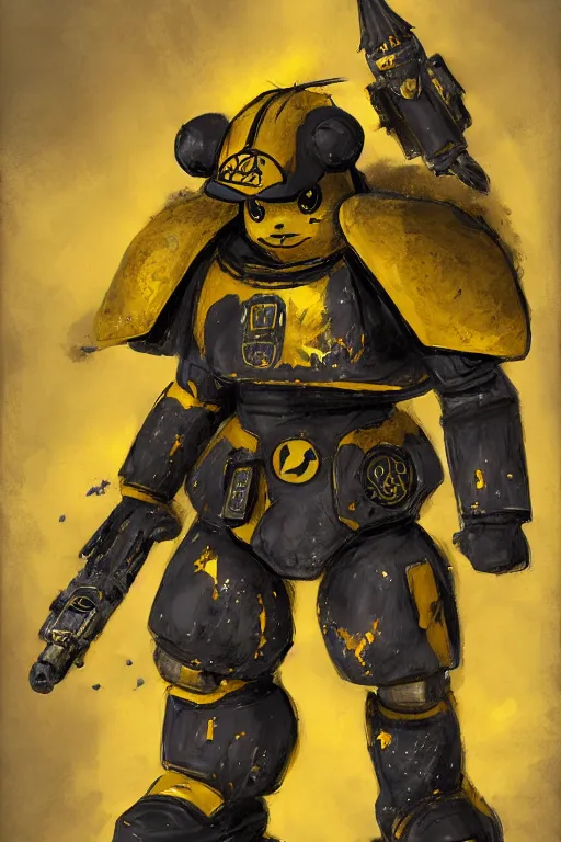 Image similar to portrait of pikachu as an imperial fists space marine, 4 0 k, concept art by wayne reynolds