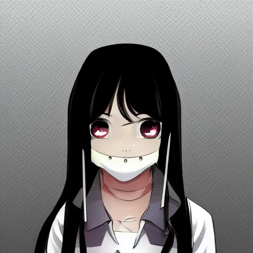 Image similar to full headshot portrait of a girl with long black hair, wearing a surgical mask, drawn by ATDAN, by Avetetsuya Studios, attractive character, colored sketch anime manga panel, trending on Pixiv