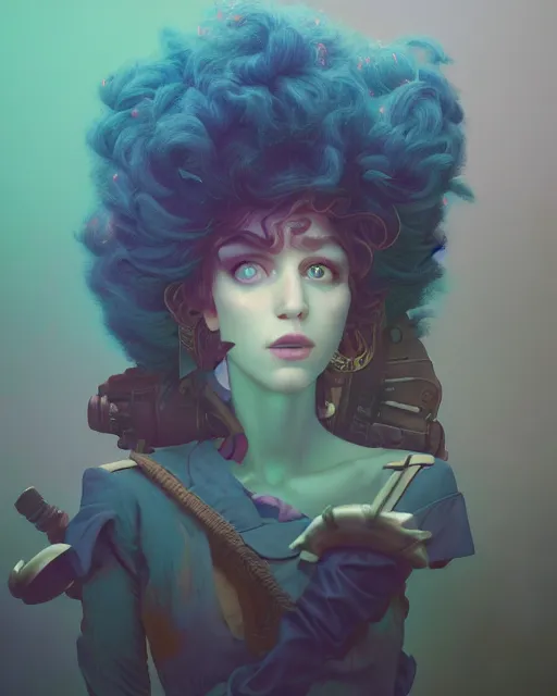 Image similar to highly detailed surreal vfx portrait of a nowpunk poodle, stephen bliss, unreal engine, greg rutkowski, loish, rhads, beeple, makoto shinkai and lois van baarle, ilya kuvshinov, rossdraws, tom bagshaw, alphonse mucha, global illumination, detailed and intricate environment