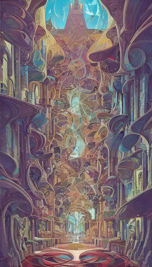 Image similar to The cathedral of ancient prophecies and wisdom, italian futurism, Josan Gonzalez