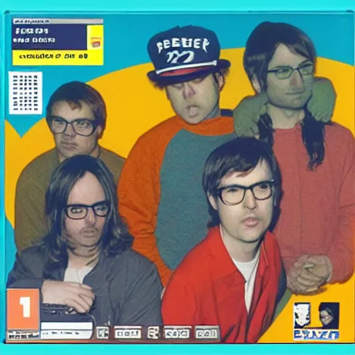 Prompt: “Weezer the blue Album as a PlayStation 2 videogame”