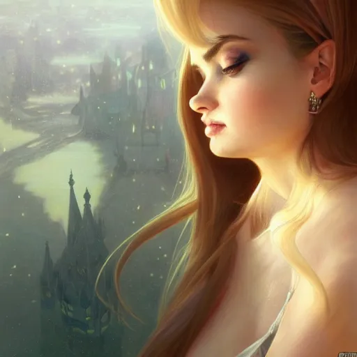 Image similar to beautiful kim petras, perspective, portrait, fantasy, ultra detailed, elegant, intricate, dynamic lighting, hyperrealism, digital art, digital painting, artstation, wlop, sharp focus, illustration, art by artgerm and greg rutkowski and alphonse mucha, 8 k