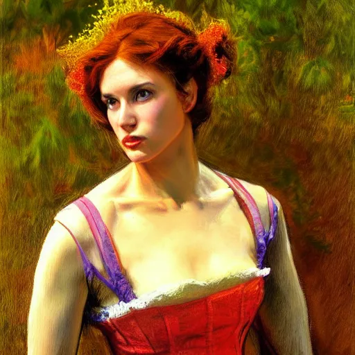 Prompt: a painting in the style of william henry millais and in the style of greg hildebrandt.