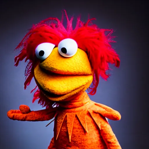 Prompt: studio portrait still of muppet!!!!! heat miser!!!!!! as a muppet muppet as a muppet, 8 k, studio lighting, key light,