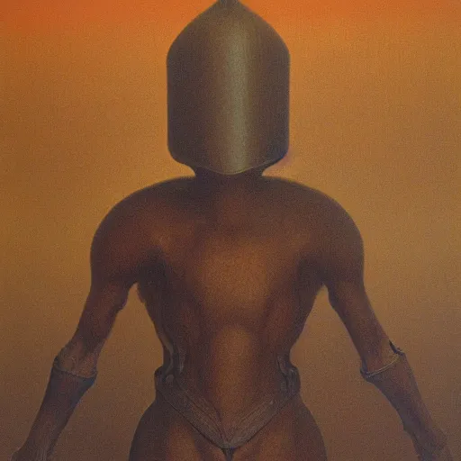 Image similar to knight by Zdzisław Beksiński, oil on canvas