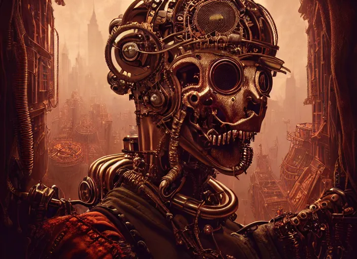 Prompt: an intricately detailed ultra - realistic unreal engine 5 rendering of a portrait of steampunk cyberpunk neon - bordered cyborg zombie phantom of the opera, concept art, intricate details, eerie, highly detailed, photorealistic, octane render, 8 k uhd art by kilian eng