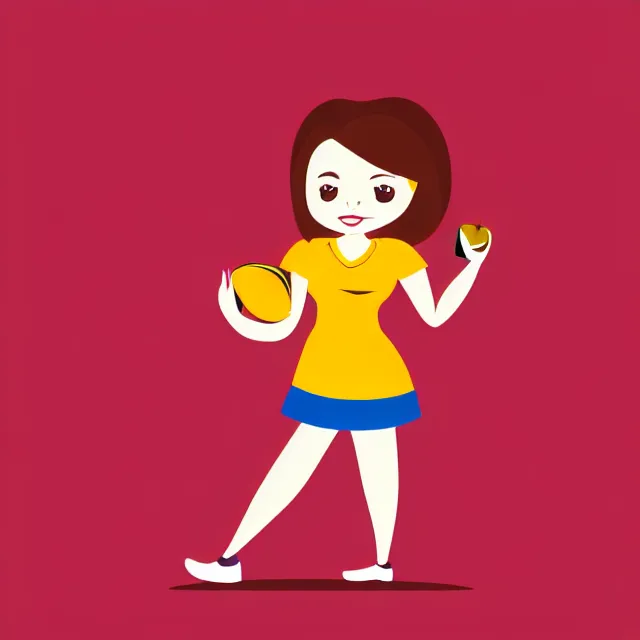 Image similar to female teacher holding apple like football in running-back pose vector logo, professional NFL sports style, flat colours, bright colours, Adobe EPS, SVG, professional, sharp edges