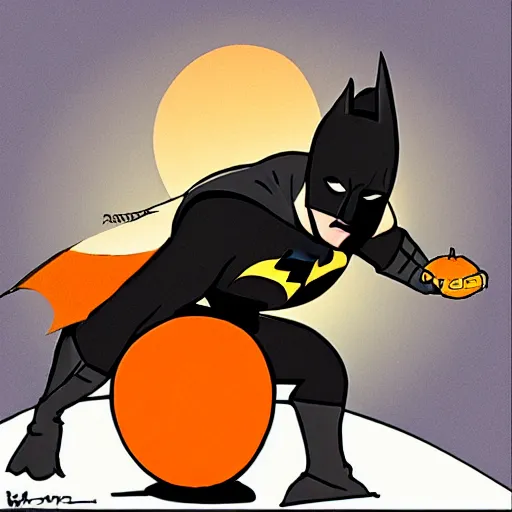 Prompt: Batman eating an orange