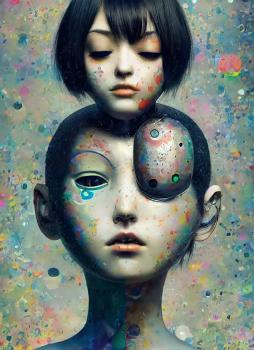 Image similar to professional art magazine photograph of a surreal contemporary art sculpture of a very attractive modular yorha android, by hikari shimoda, by jack gaughan