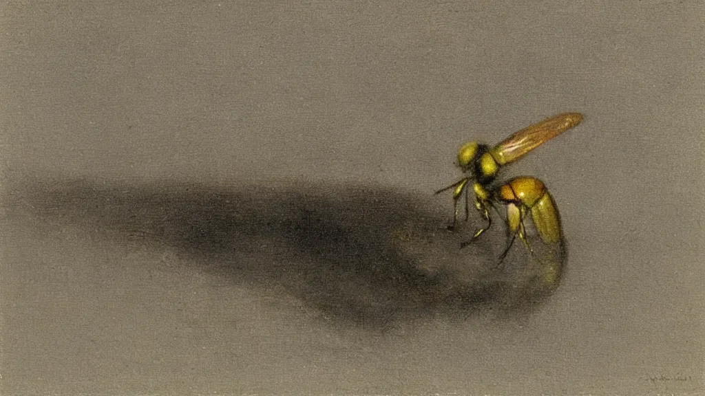 Image similar to tonalism potential... is that a hornet or a typewriter? i really can't tell.