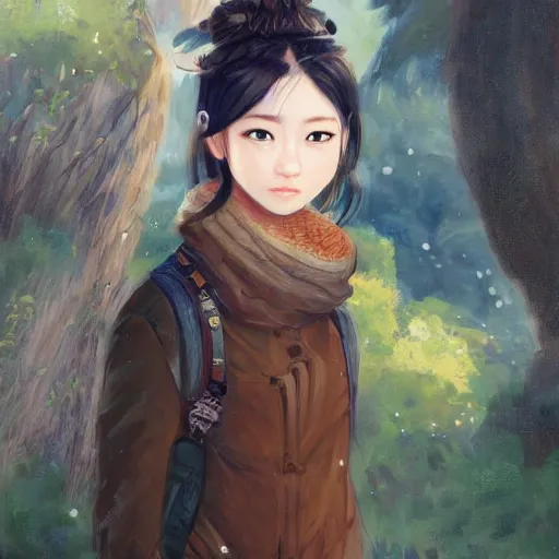 Image similar to a portrait of a character in a scenic environment by 奈良美智