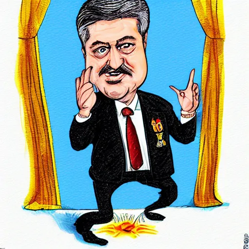Prompt: happy Petro Poroshenko cartoon