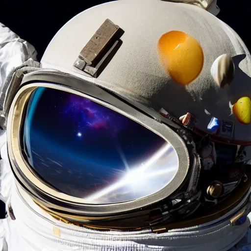 Image similar to a lama in a helmet is flying in space, 4k image.