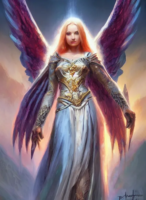 Image similar to angel, ultra detailed fantasy, dndbeyond, bright, colourful, realistic, dnd character portrait, full body, pathfinder, pinterest, art by ralph horsley, dnd, rpg, lotr game design fanart by concept art, behance hd, artstation, deviantart, hdr render in unreal engine 5