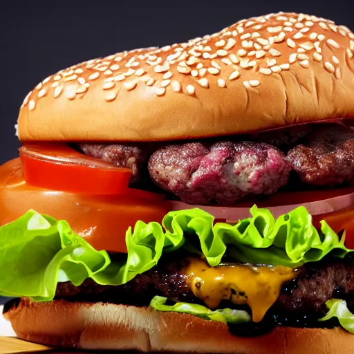 Prompt: photo of a burger made from human body parts