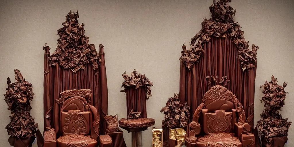 Prompt: throne room fully made out of chocolate, award winning photo