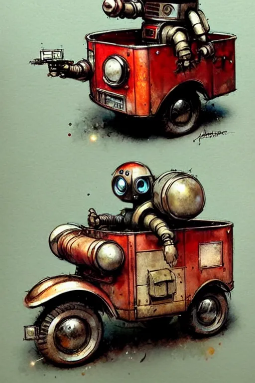 Prompt: adventurer ( ( ( ( ( 1 9 5 0 s retro future robot android teddy wagon. muted colors. ) ) ) ) ) by jean baptiste monge!!!!!!!!!!!!!!!!!!!!!!!!! chrome red