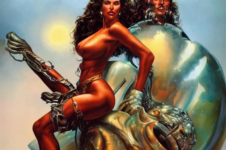 Image similar to epic amazon girl, Boris Vallejo, Julie Bell