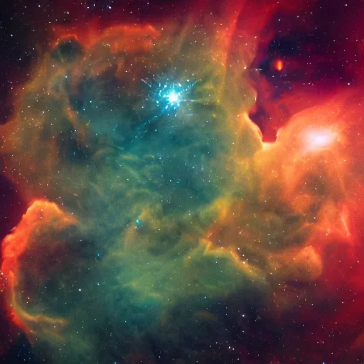 Image similar to A nebula conveying the konami code, space photography