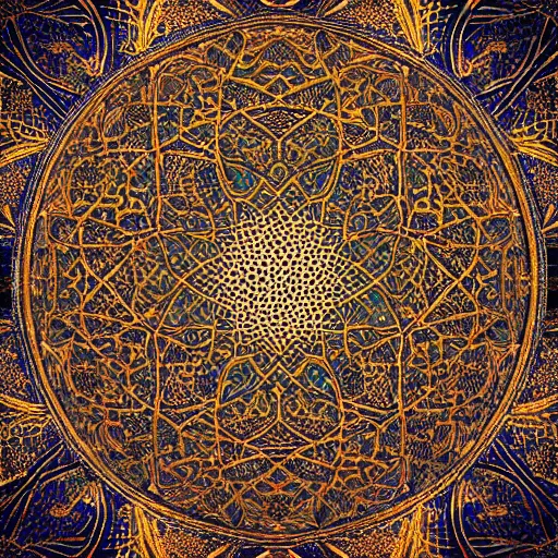 Image similar to arabian calligraphy, arabian art, oil painting , beautiful, infinity glyph waves, intricate artwork masterpiece, very coherent artwork, cinematic, islamic art, very coherent artwork, trending on cgsociety, ultra high quality model, production quality cinema model, high detail chromatic ink outline, octane render, 8k mandelbulber fractal, hyper realism, high detail, octane render, High contrast, highly detailed black ink outline