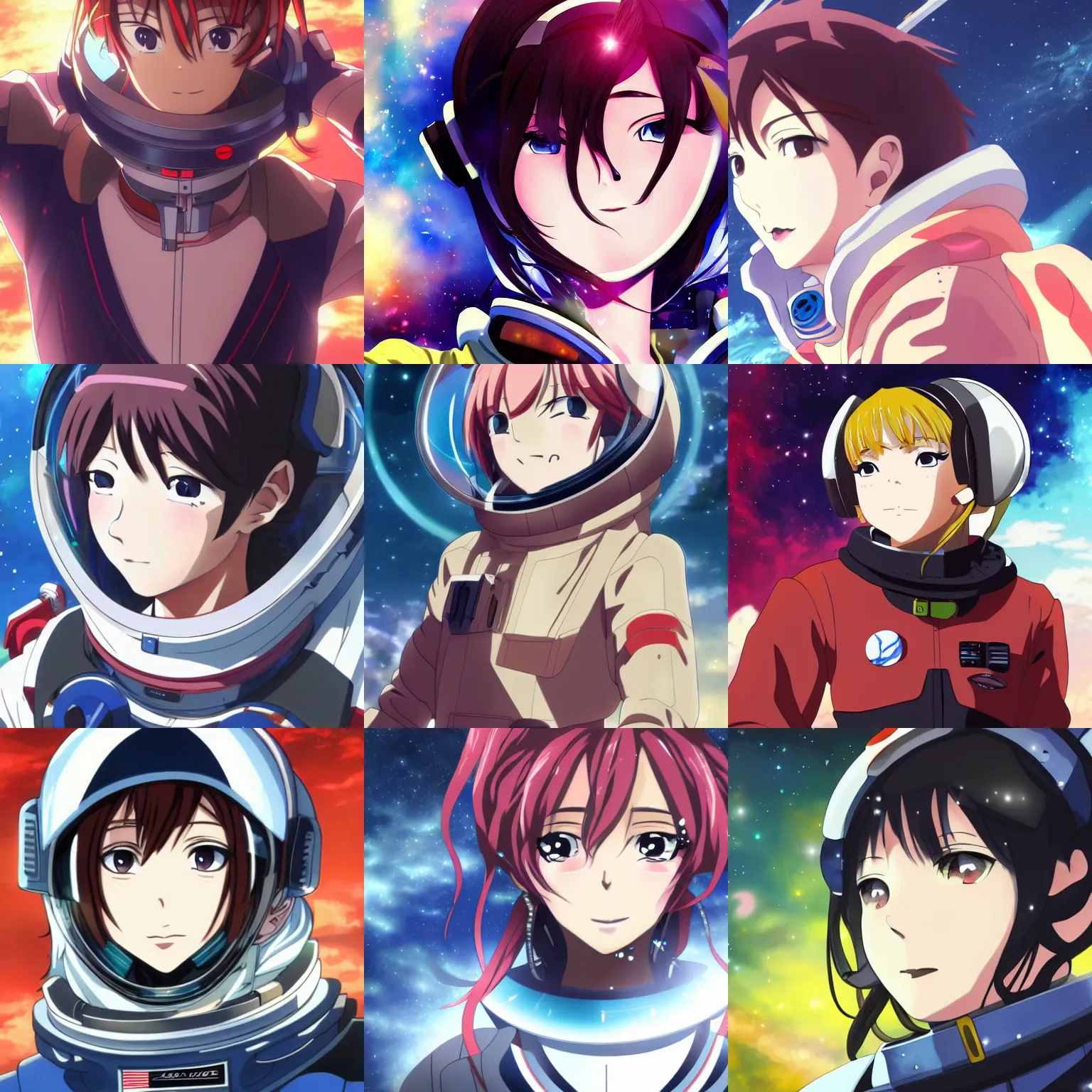 Prompt: Incredibly beautiful anime portrait of a determined space pilot, trending on pixiv, TV Tokyo 2010s anime series, 4K