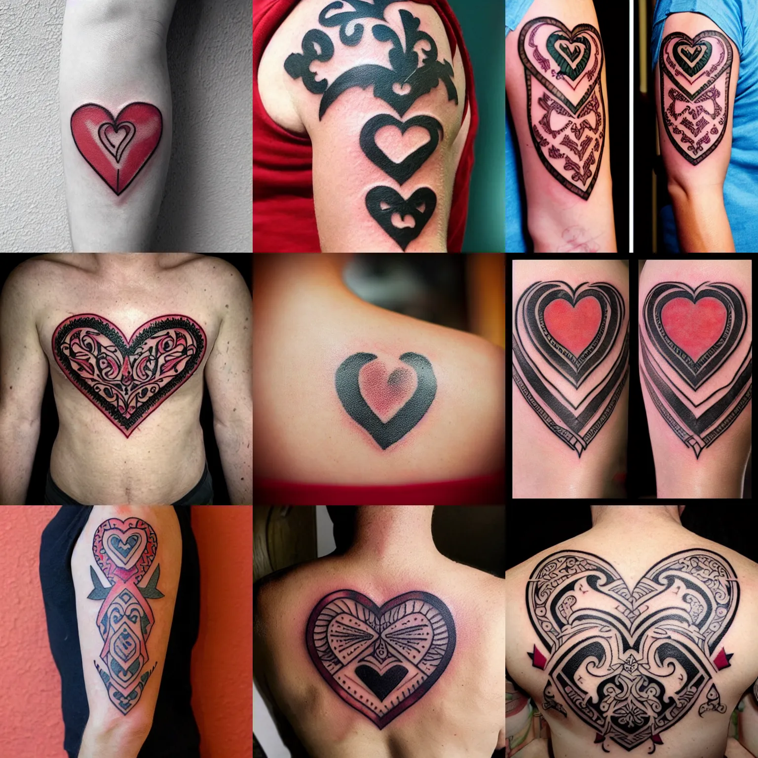 Prompt: old school traditional heart banner tattoo