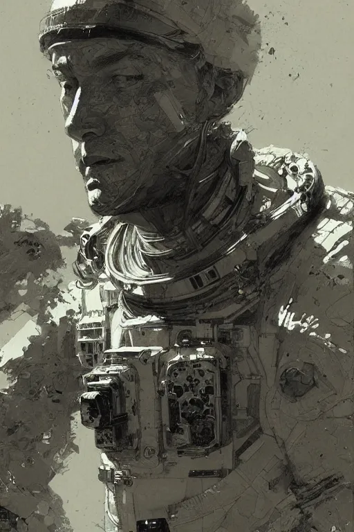 Prompt: portrait of an astronaut, pen and ink, intricate line drawings, by craig mullins, ruan jia, kentaro miura, greg rutkowski