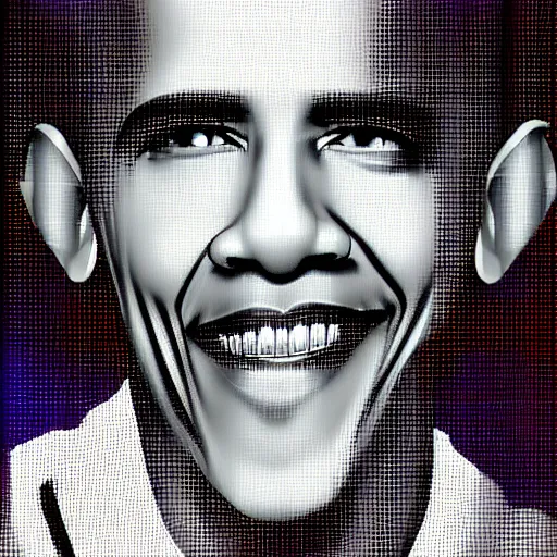 Image similar to barack obama as a cyborg portrait, digital art