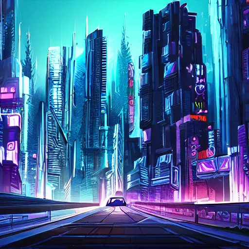 Prompt: Cyberpunk City, background art, Lucas Arts Adventure