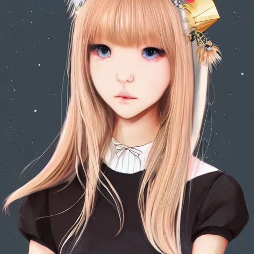 Image similar to realistic beautiful gorgeous natural cute Blackpink Lalisa Manoban blonde hair cute fur blonde cat ears in maid dress outfit golden eyes artwork drawn full HD 4K highest quality in artstyle by professional artists WLOP, Taejune Kim, Guweiz, ArtGerm on Artstation Pixiv