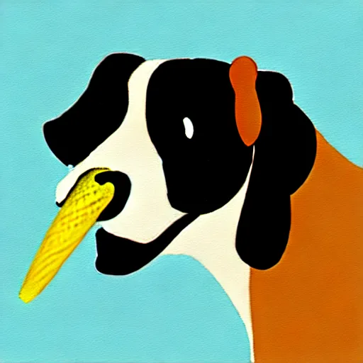 Image similar to painting of a dog eating ice cream