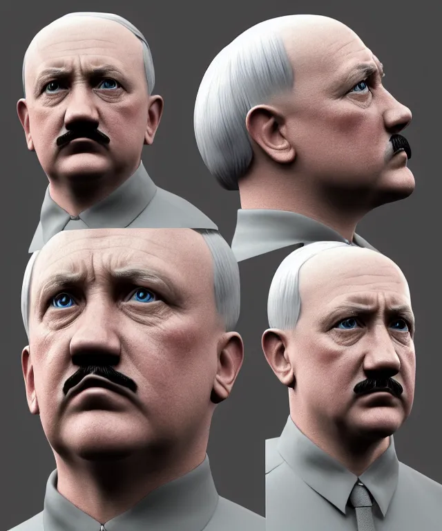 Image similar to hyperrealistic 3d model of Hitler as a Pokemon, 8k octane beautifully detailed render, post-processing, extremely hyperdetailed, intricate, epic composition, cinematic lighting + masterpiece, trending on artstation, very very detailed, masterpiece, stunning