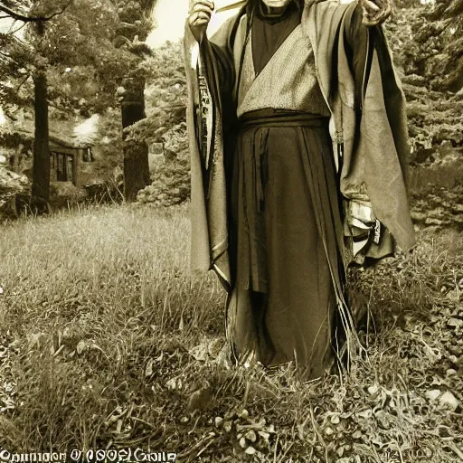 Image similar to a wide full shot, russian and japanese mix 1 9 8 0 s historical fantasy of a photograph taken of the guardian priest'plants and trees, photographic portrait, high - key lighting, warm lighting, overcast flat midday sunlight, 1 9 8 2 life magazine photograph, photojournalism from the new york times.