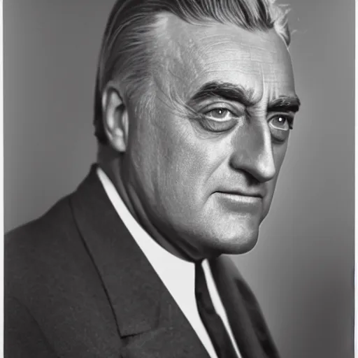 Prompt: Portrait photography of Franklin Roosevelt as a star trek: the next generation officer