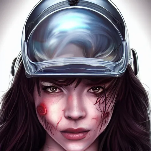 Portrait of a zombie wearing a transparent helmet by Stable Diffusion