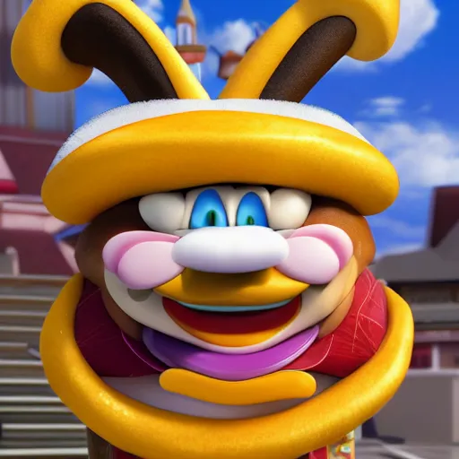 Image similar to mayor mccheese as a beautiful woman, photo realistic, 8 k,